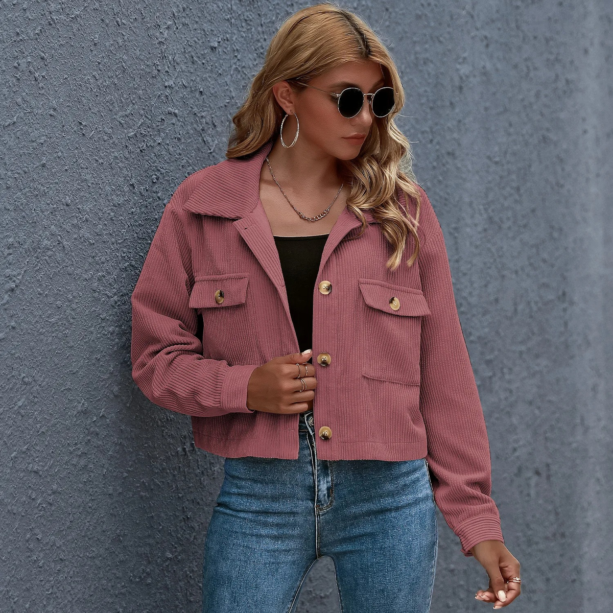 Veste pour femme en velours côtelé - Moderne et douillette