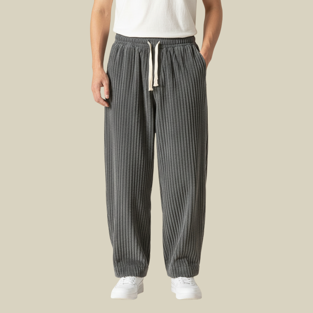 Pantaloni comodi in velluto a coste da uomo – Elastico in vita con tasche