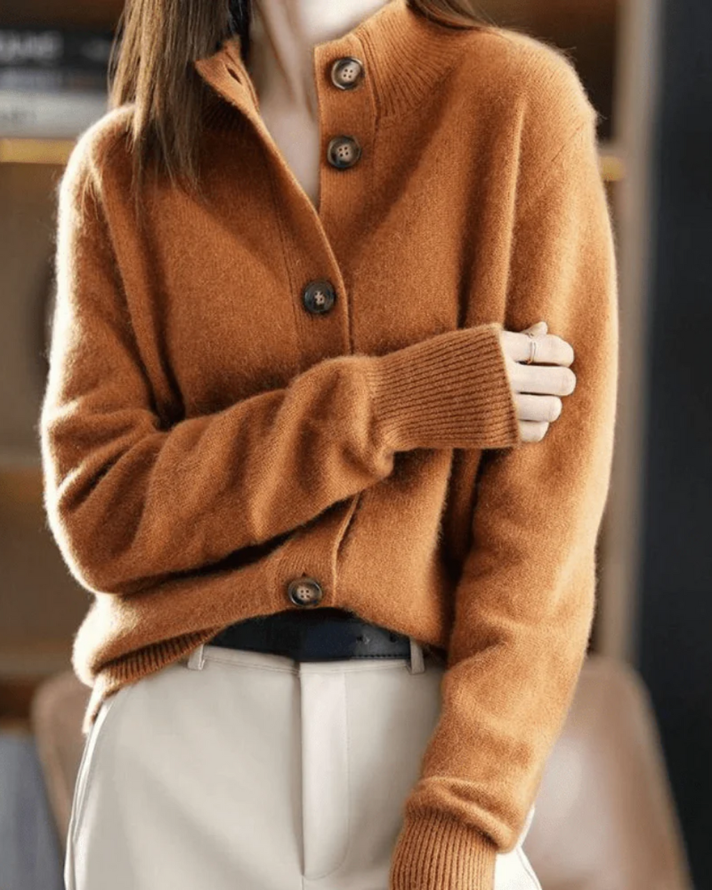 Cardigan da donna in misto lana – Maglia morbida con scollo a V e bottoni sul davanti