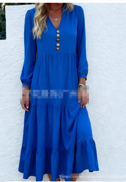 Abito Midi da Donna a Maniche Lunghe con Collo Tondo – Elegante e Valorizzante