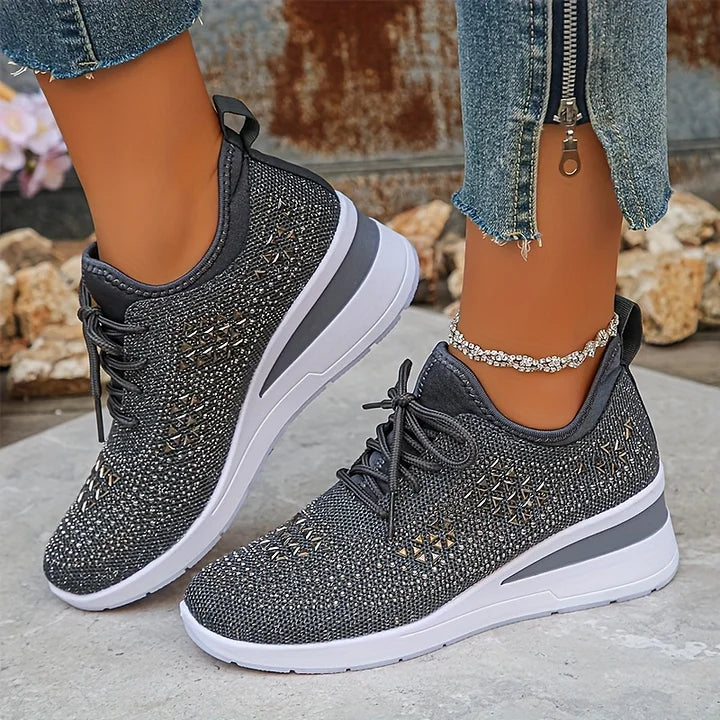 Sneakers donna con supporto arco e dettagli strass - Comode e moderne