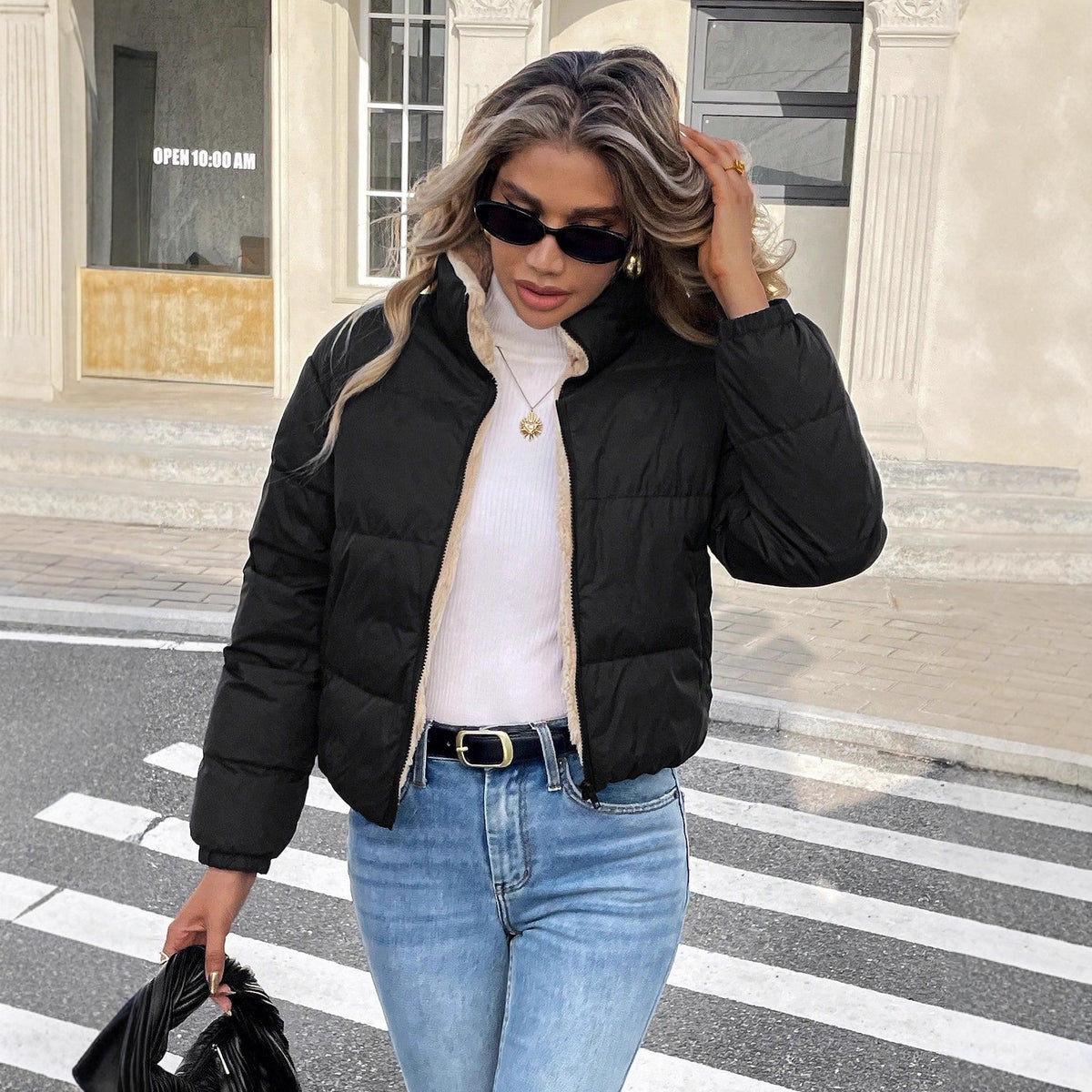 Cappotto donna reversibile con cappuccio - Caldo e pratico