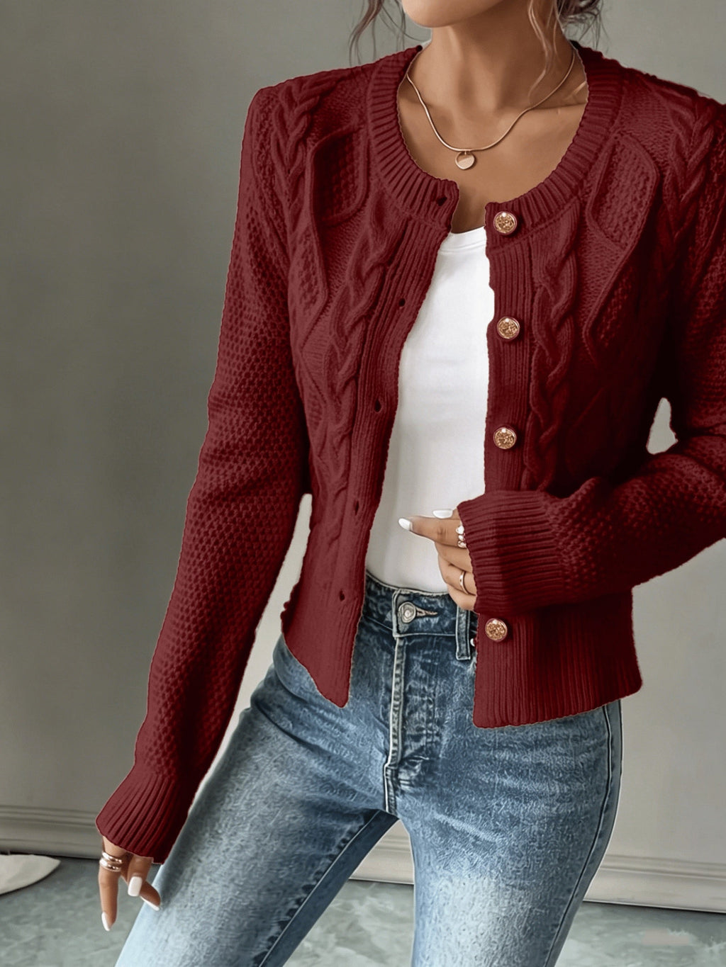 Cardigan pour femme torsadé avec boutons - Élégant et doux