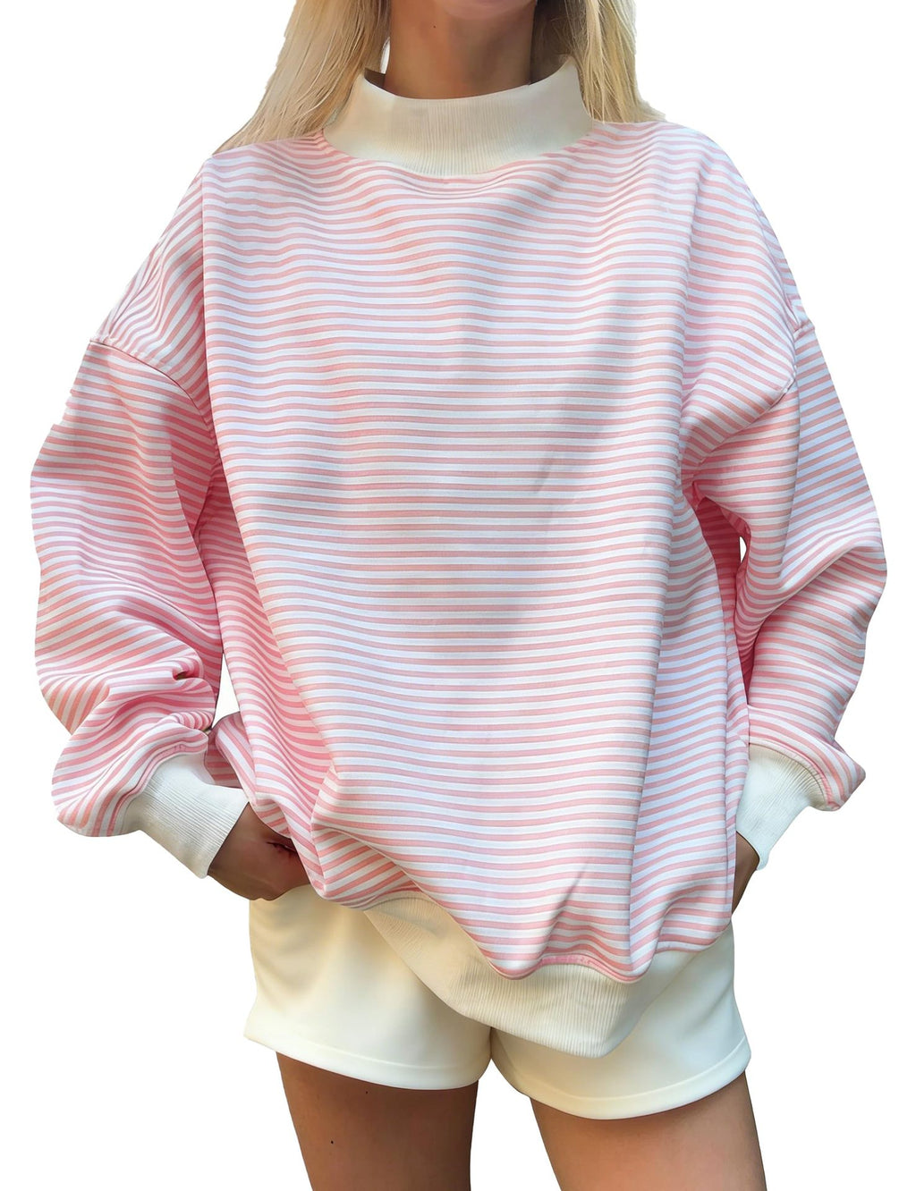 Women’s long-sleeve striped sweater – Soft, casual, and autumnal