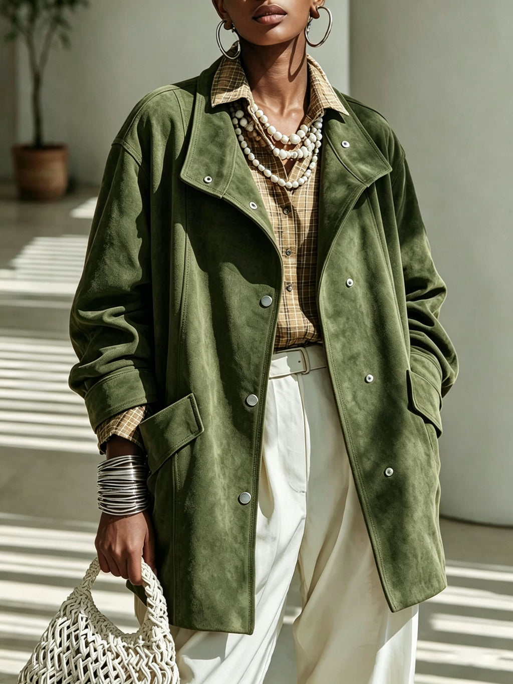 Abrigo midi de mujer con cuello mao - Elegante y cálido