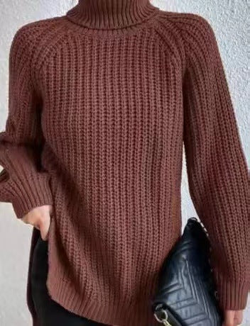 Maglione donna con collo alto e spacco – Morbido e confortevole