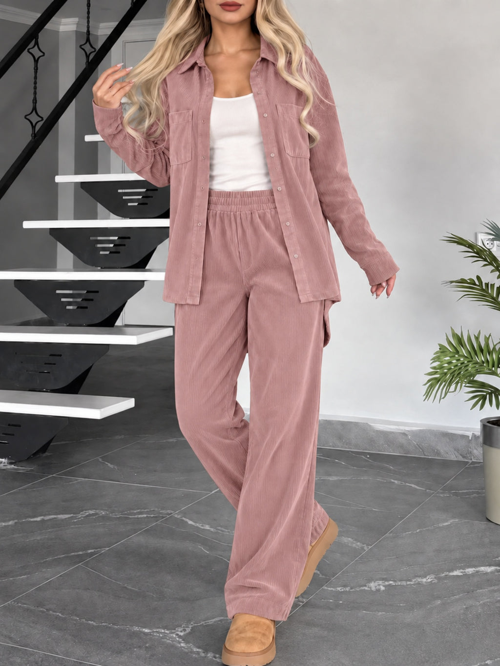 Ensemble décontracté deux pièces pour femme – Simple et confortable