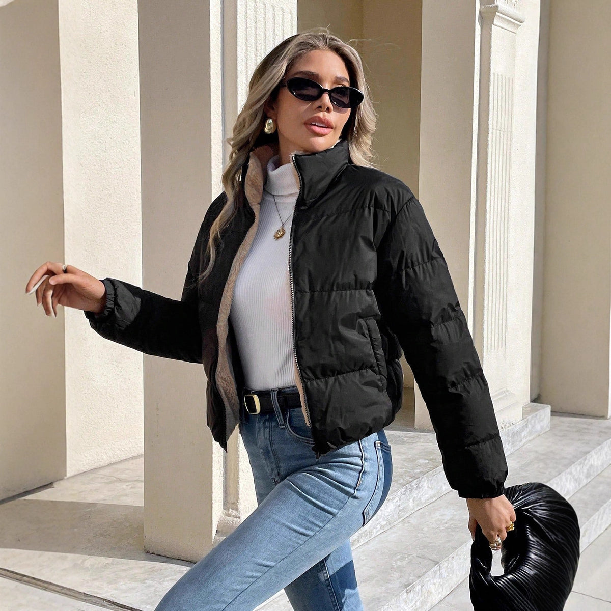 Cappotto donna reversibile con cappuccio - Caldo e pratico