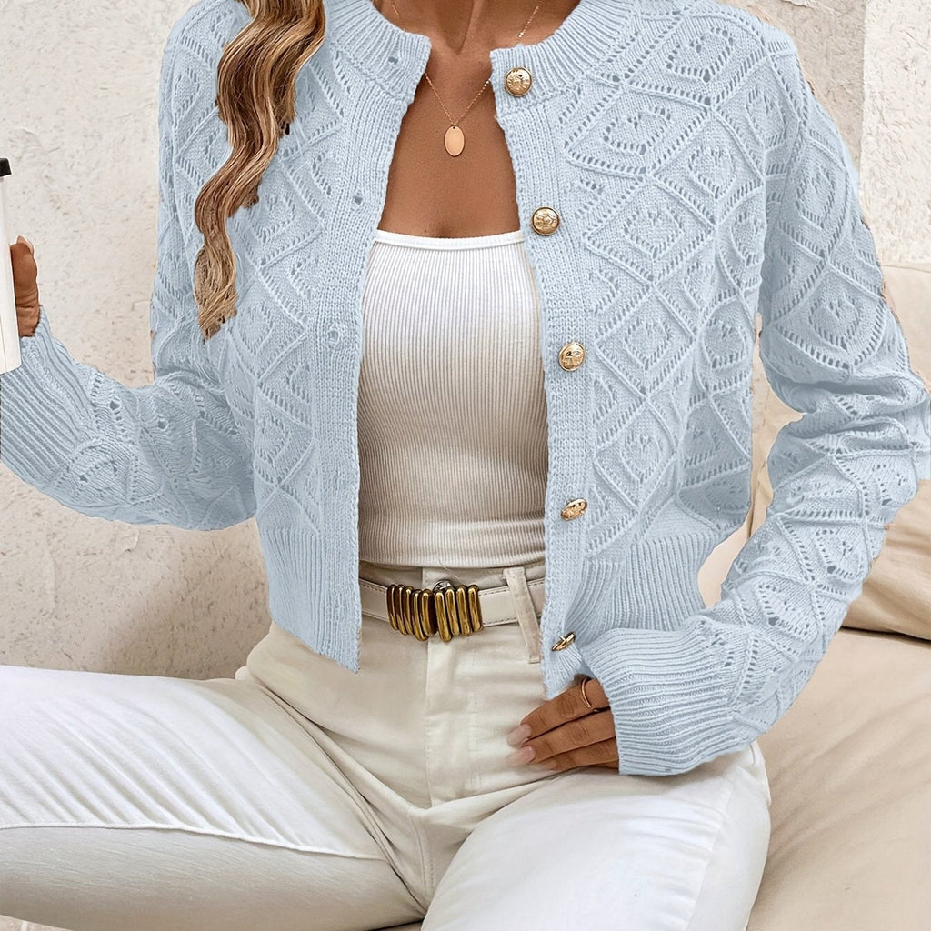 Cardigan donna traforato con bottoni - Elegante e leggero
