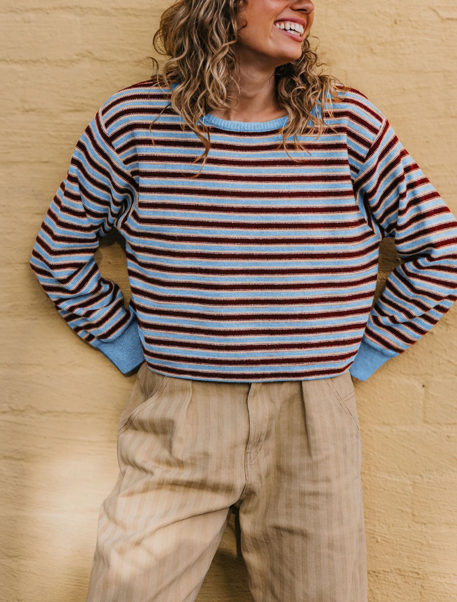 Pull femme rayé à blocs de couleurs en maille - Doux et moderne