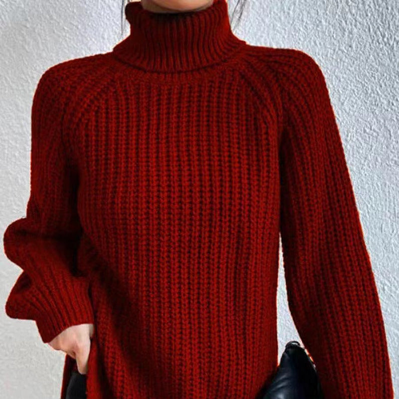 Maglione donna con collo alto e spacco – Morbido e confortevole