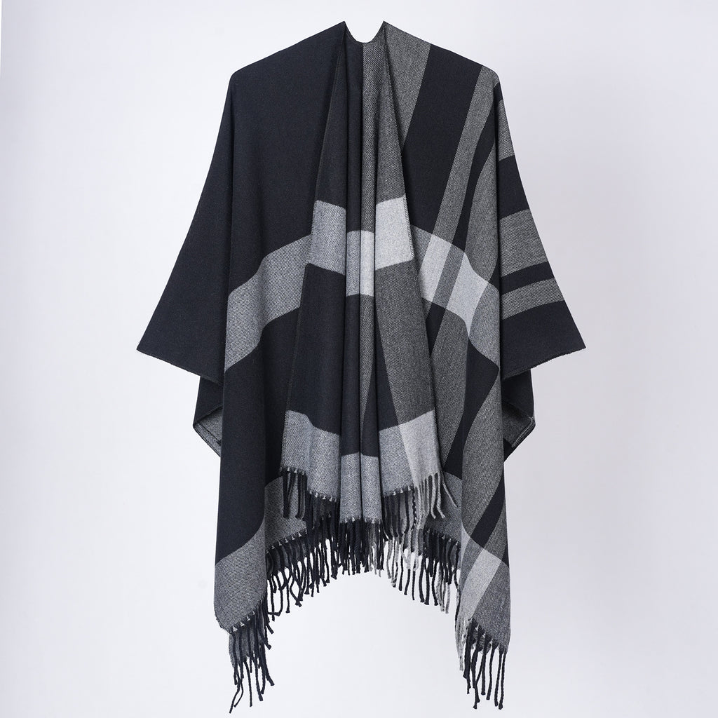 Scialle plaid donna con frange - Classico e avvolgente