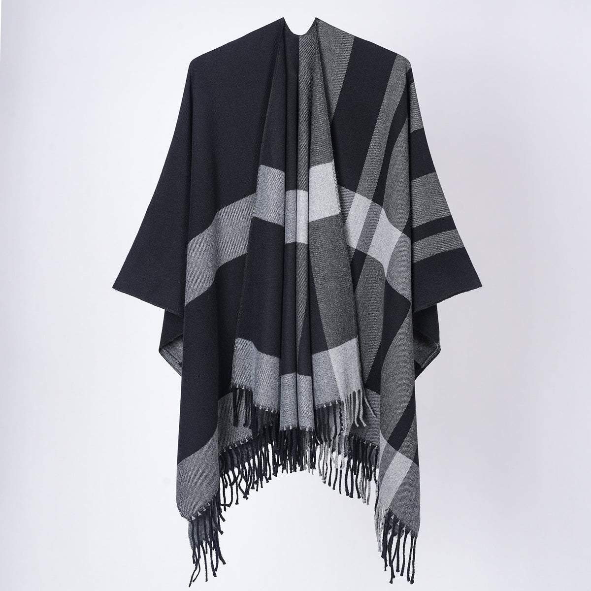 Scialle plaid donna con frange - Classico e avvolgente