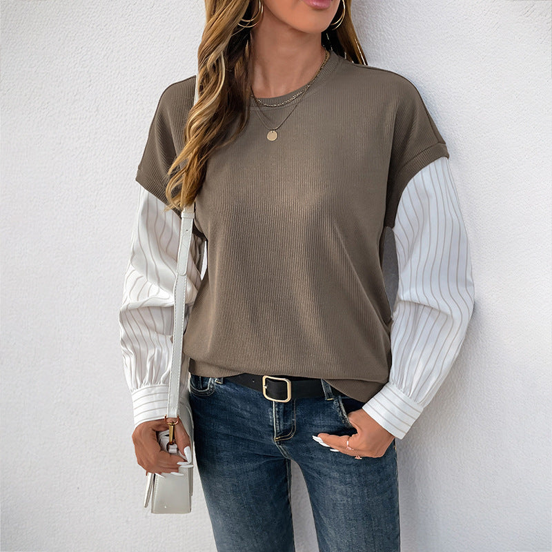Maglione finto da donna in due pezzi con scollo rotondo e maniche lunghe | Perfetto per l'autunno