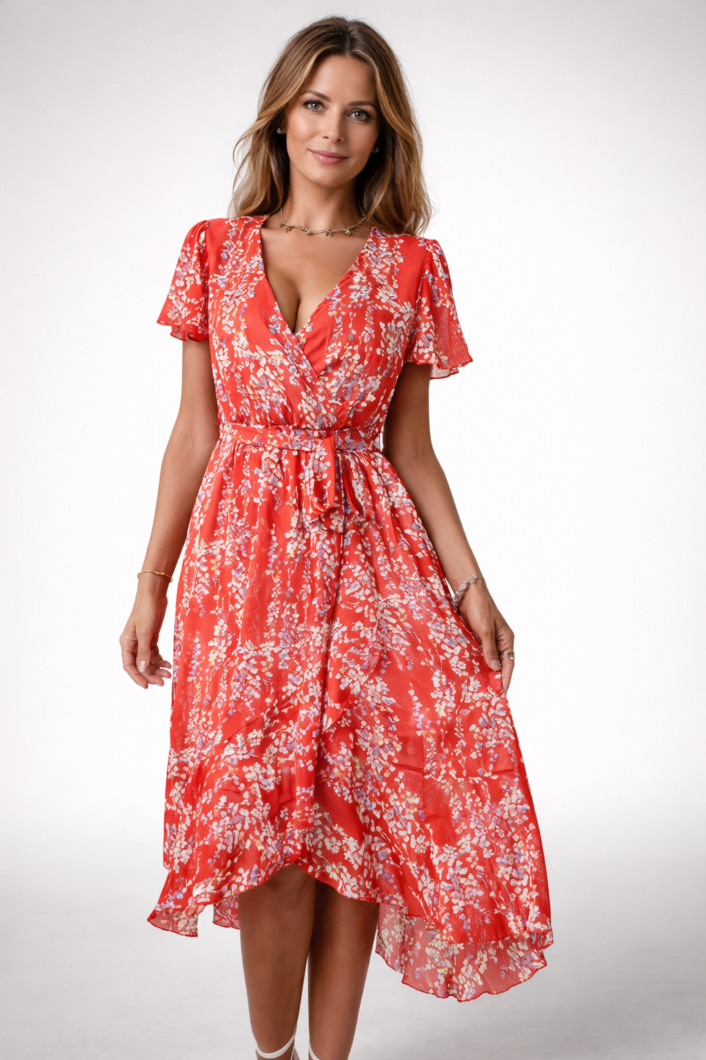 Abito midi floreale da donna – Taglio elegante e fascino romantico