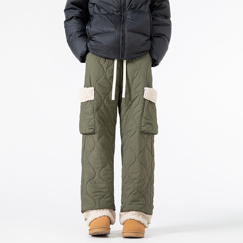 Pantaloni da sci trapuntati da uomo – Pantaloni invernali spessi dal taglio dritto