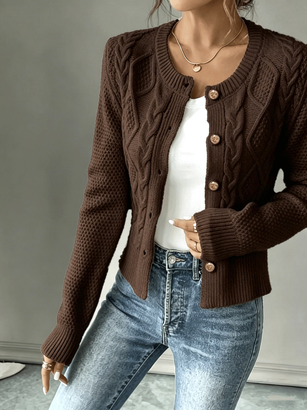 Cardigan pour femme torsadé avec boutons - Élégant et doux