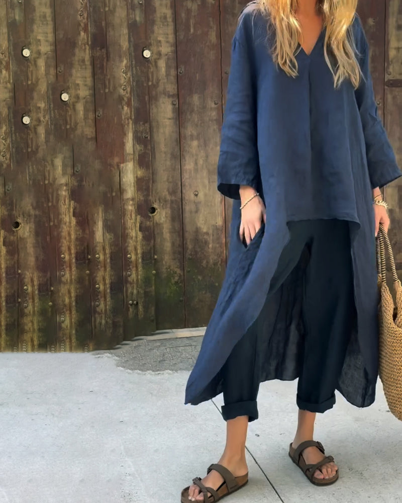 Completo tunica e pantaloni casual da donna - Completo estivo leggero