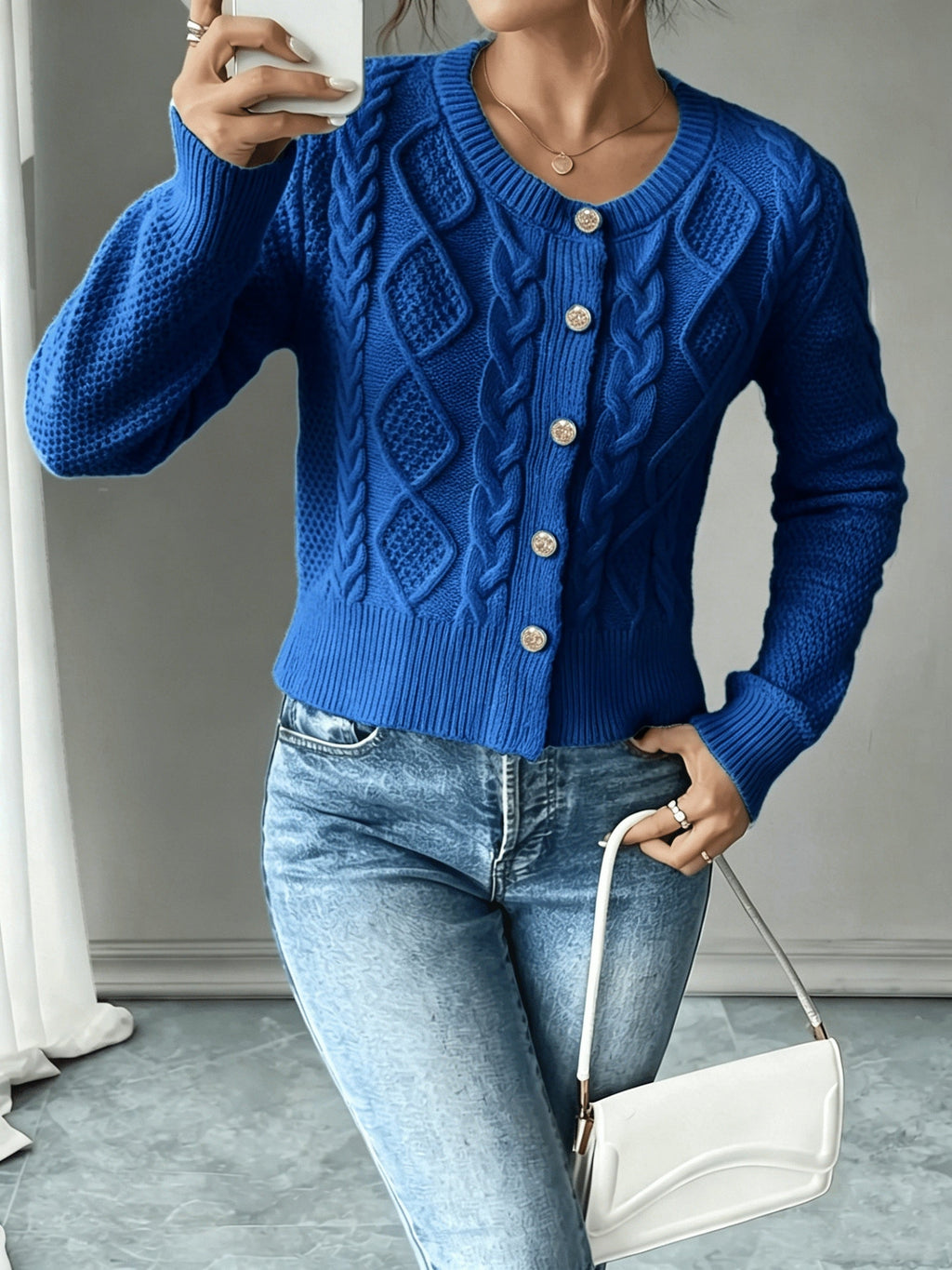Cardigan pour femme torsadé avec boutons - Élégant et doux