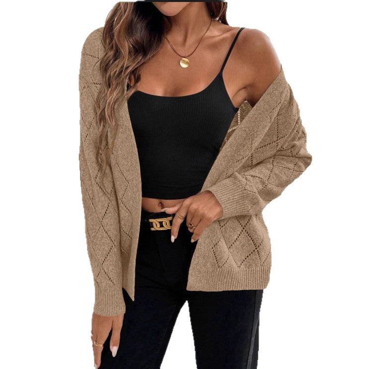 Cardigan donna traforato a maniche lunghe - Leggero ed elegante