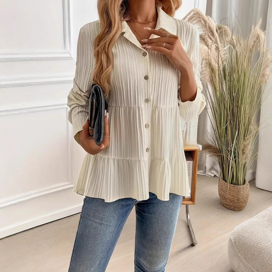 Blusa a maniche lunghe in cotone e poliestere | Ideale per l'autunno