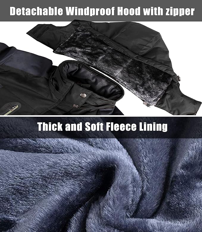 Giacca da uomo con fodera in pile Premium Outdoor - Cappotto impermeabile con cappuccio