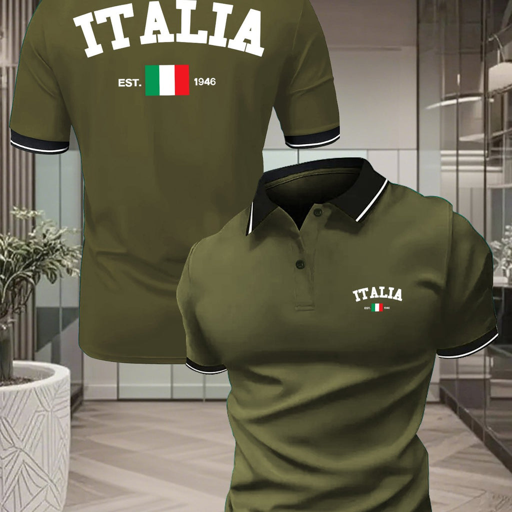 Polo uomo a maniche corte con stampa italiana - Traspirante e versatile