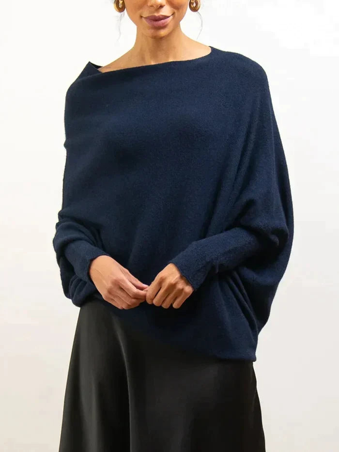 Asymmetrisk draperet sweater til kvinder - Flydende og elegant