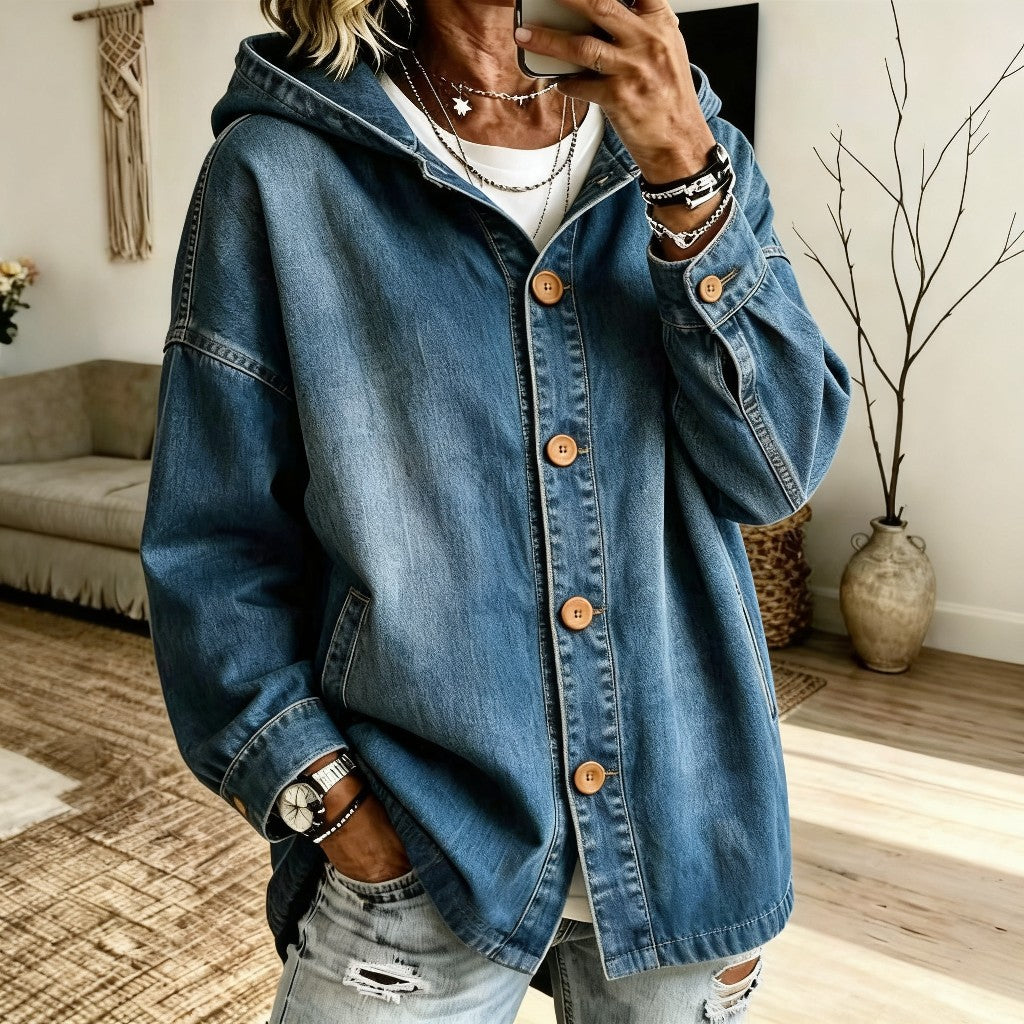 Giacca in denim donna con cappuccio - Casual e pratica