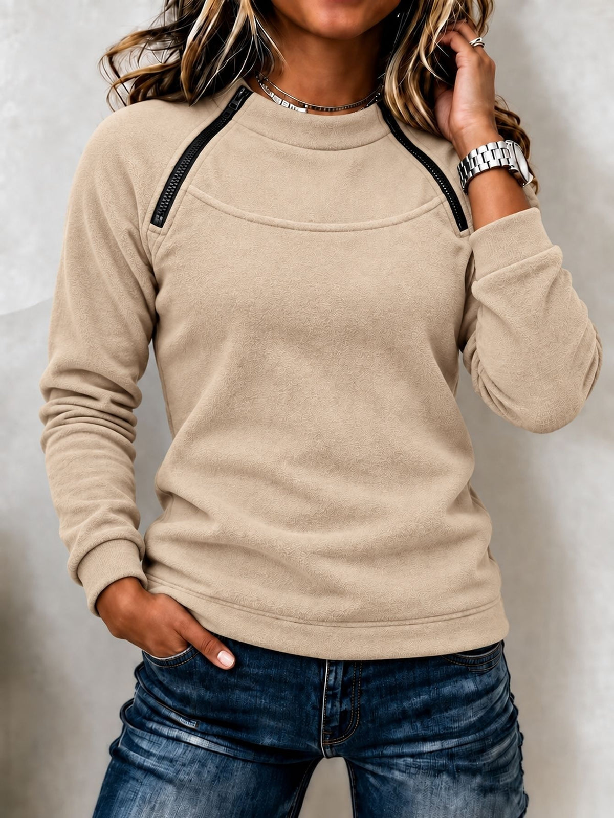 Sweat thermique pour femme à col montant - Chaud et décontracté