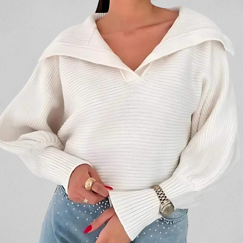 Sweater til kvinder med V-hals og løs pasform - Blød og nem