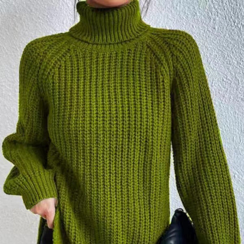 Maglione donna con collo alto e spacco – Morbido e confortevole