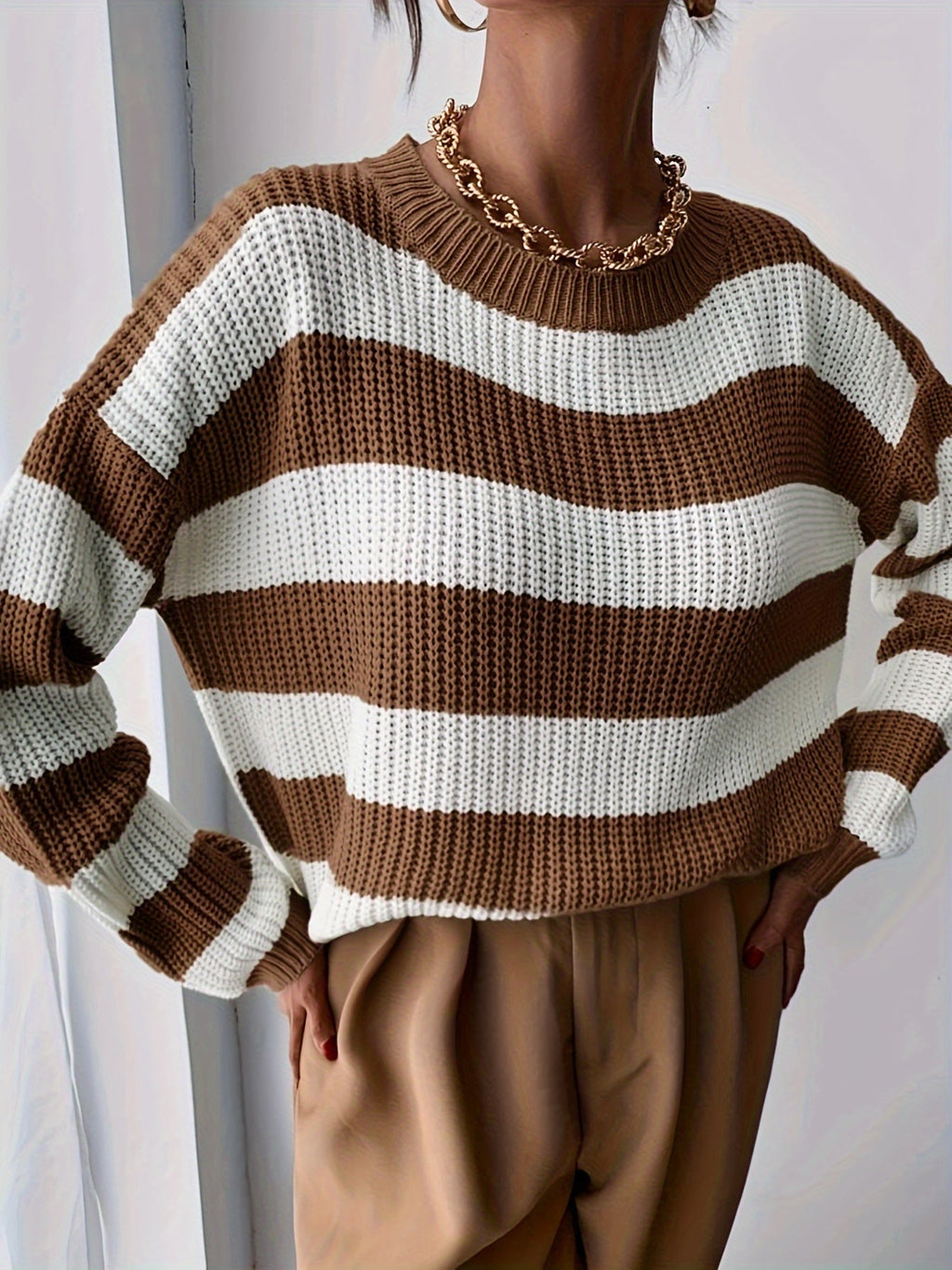 Maglione rigato donna rilassato - Morbido e facile