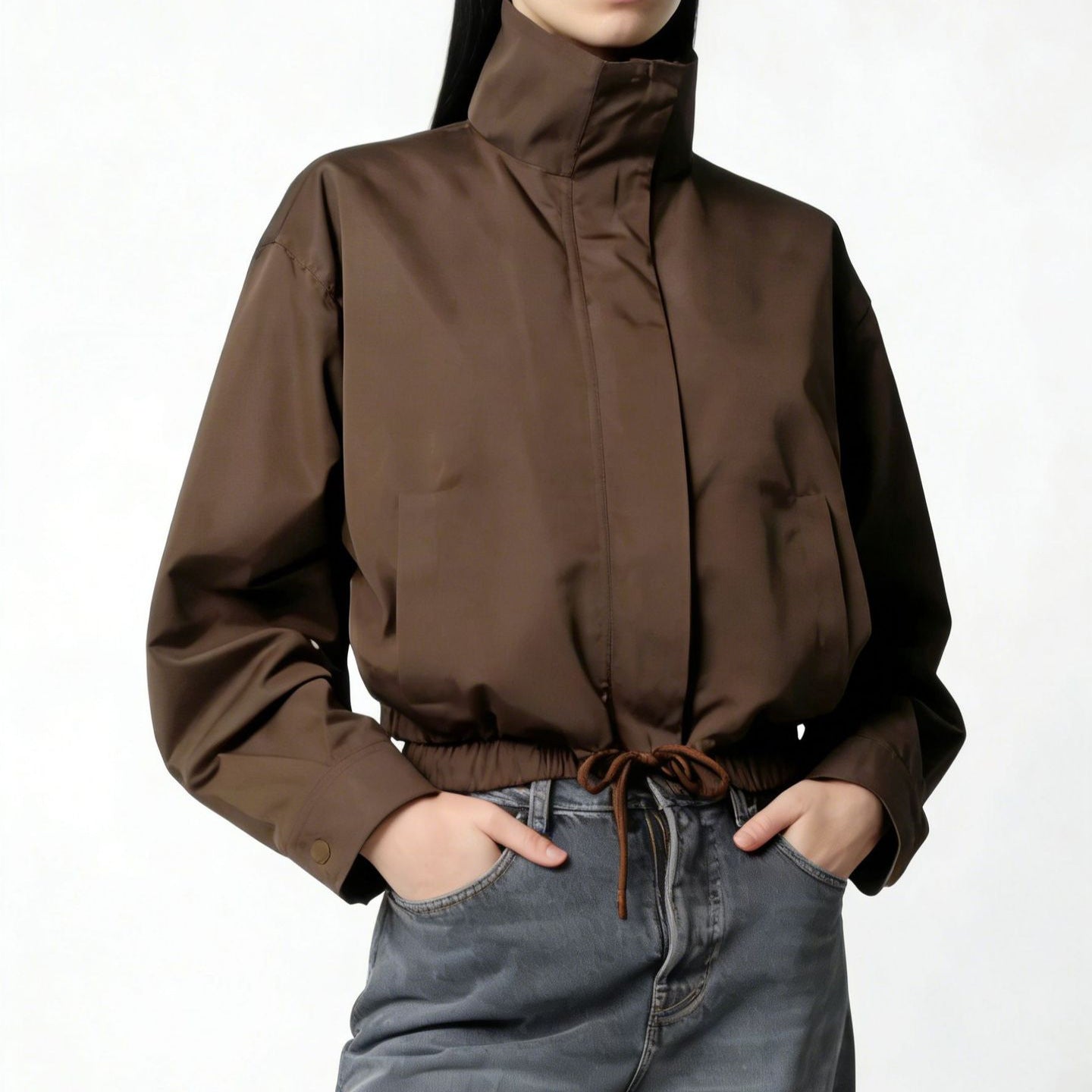 Trench-coat femme à col montant et manches longues - Moderne et minimaliste