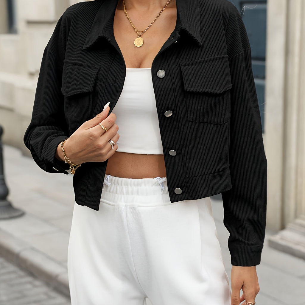 Giacca Corta In Velluto A Coste Donna – Stile Casual Elegante Autunno Inverno