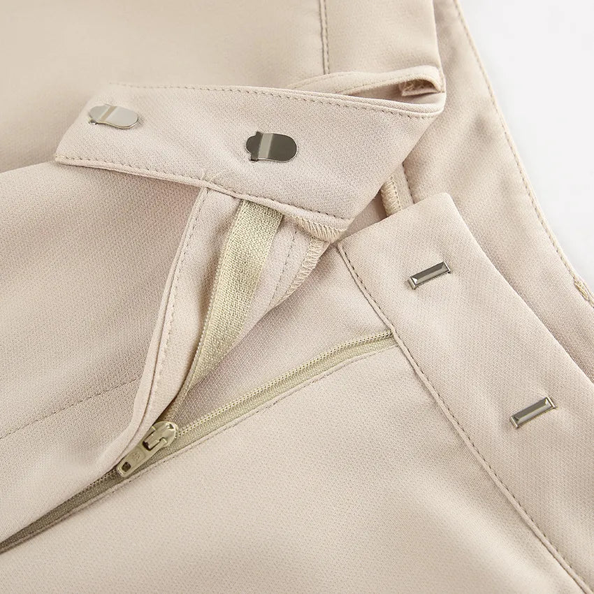 Donna Completo Elegante Formale Beige Blazer Pantaloni – Raffinato, Moderno