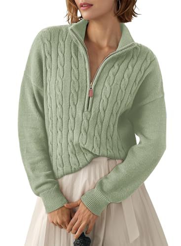Pull pour femme à demi-zip et col montant - Rétro et confortable