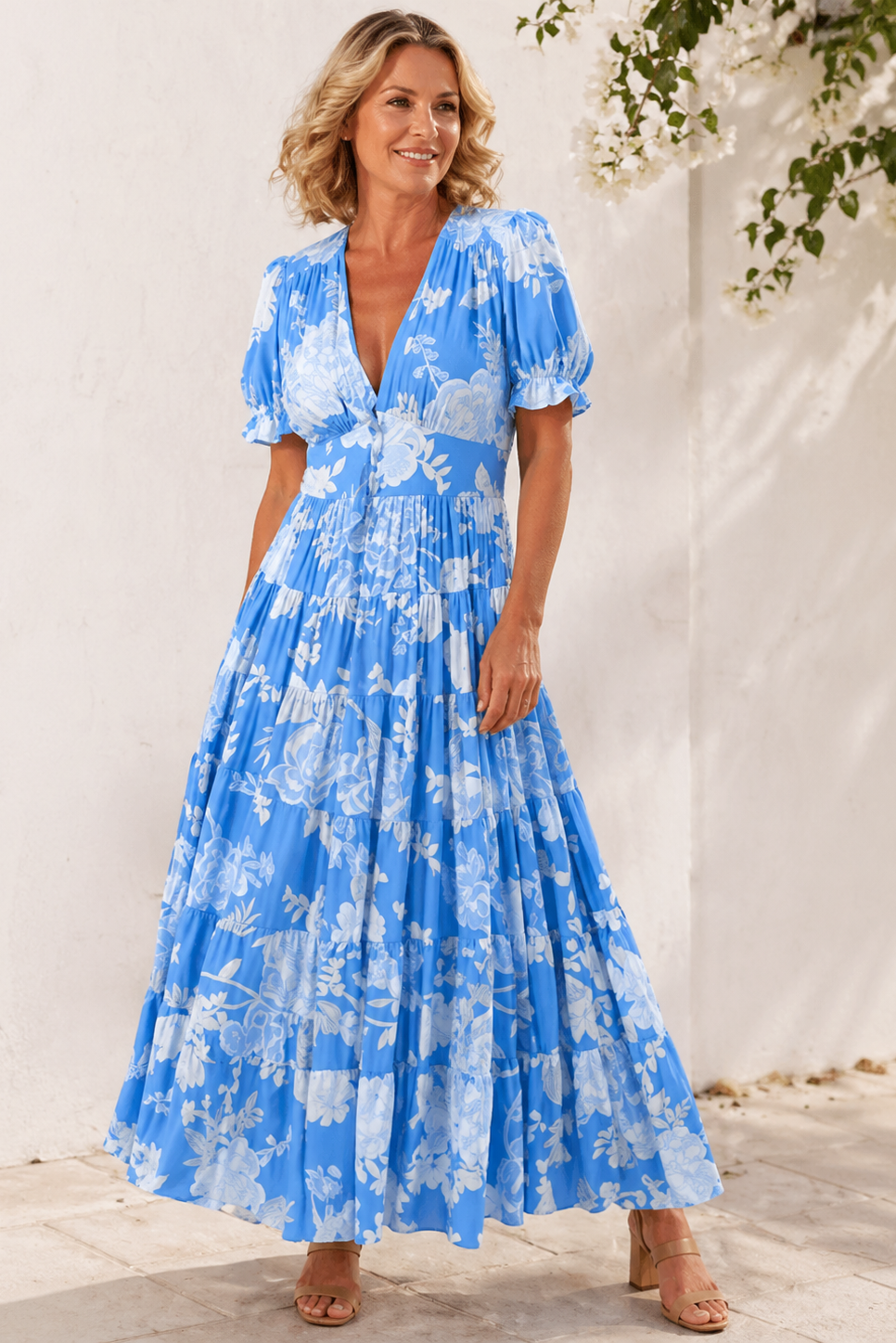 Abito maxi da donna con scollo a V – Linea fluida ed elegante