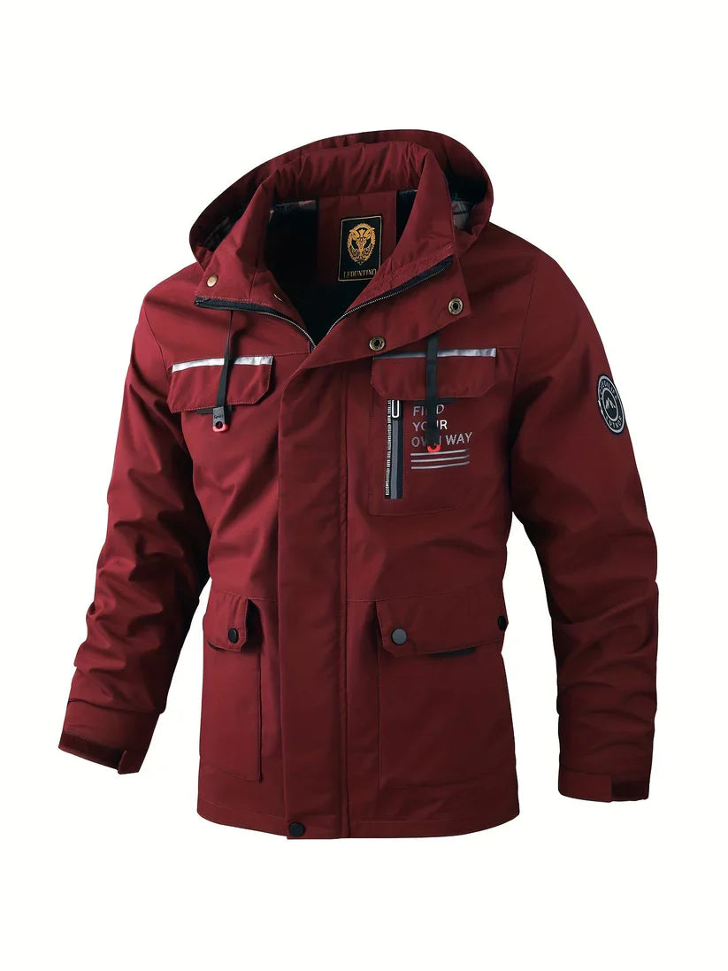 Giacca invernale impermeabile da uomo con cappuccio – Giacca cargo antivento e isolante
