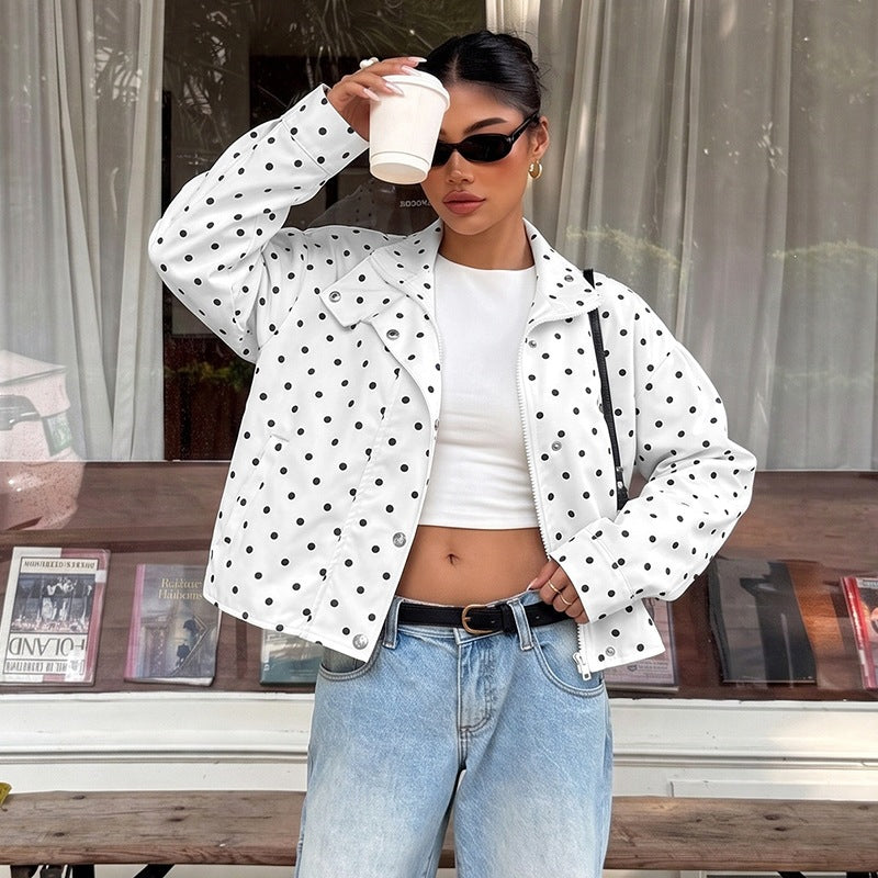 Cappotto donna a pois con maniche lunghe - Casual e leggero