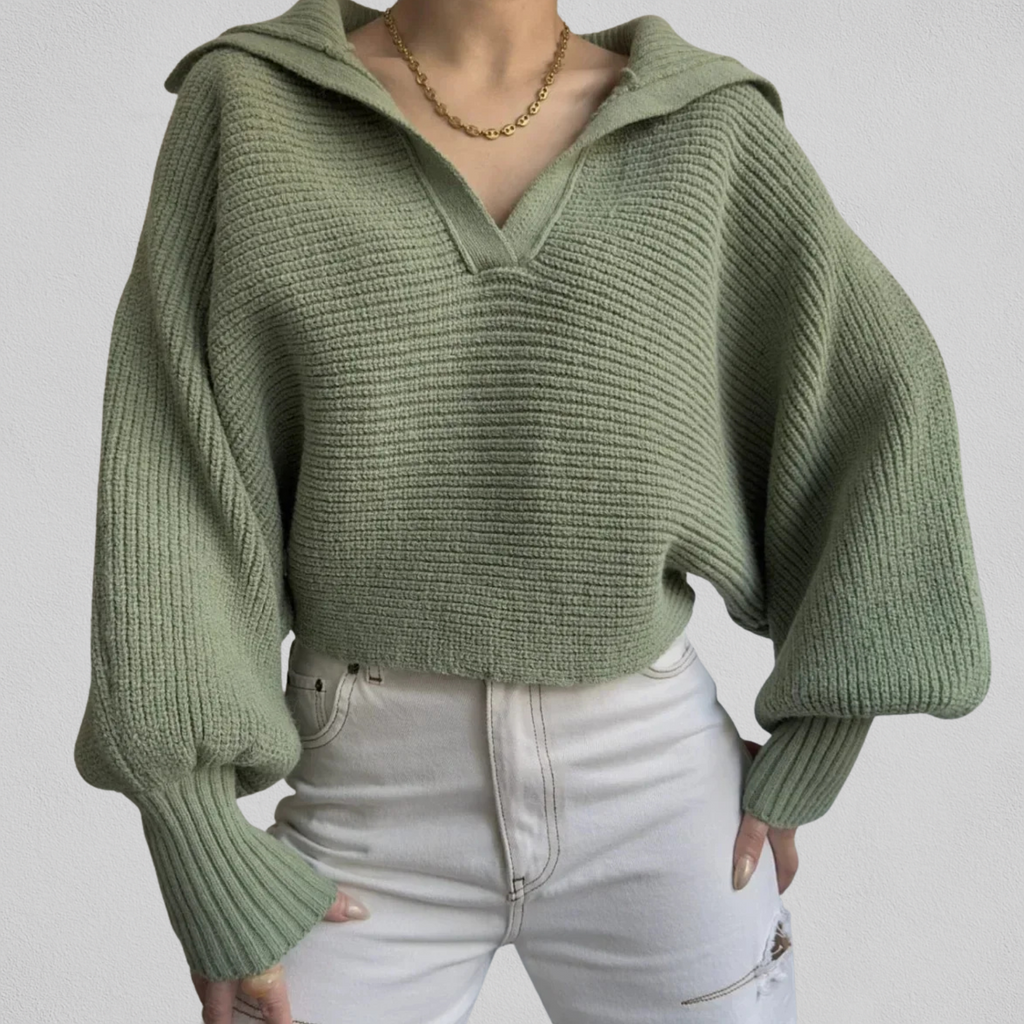 Sweater til kvinder med V-hals og løs pasform - Blød og nem