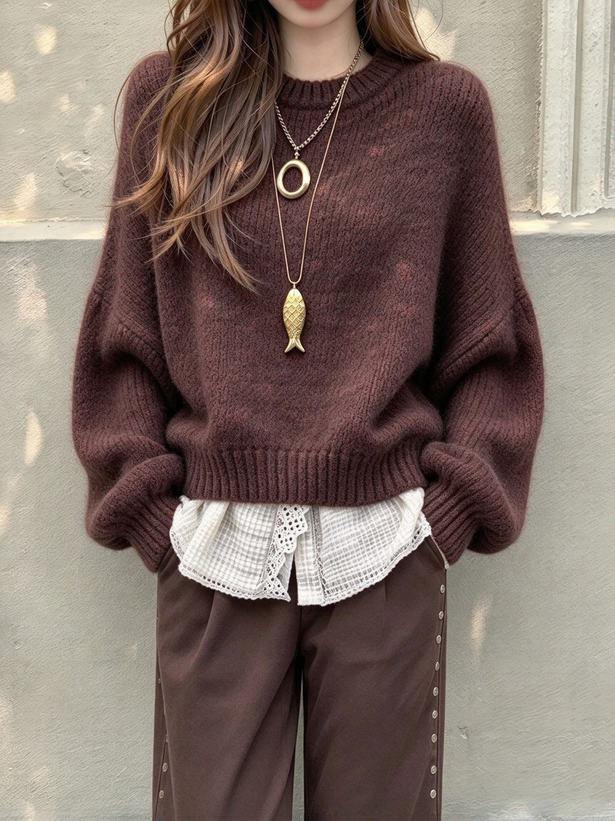 Pull rétro femme à manches lanternes - Doux et féminin