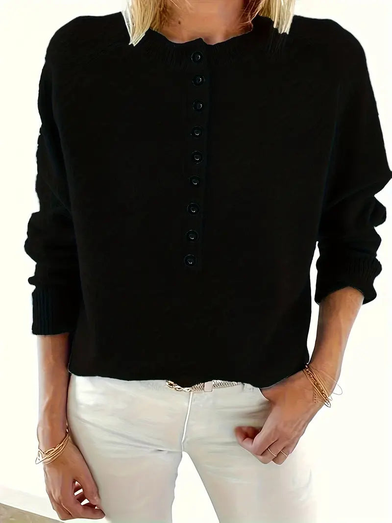 Maglione donna girocollo con bottoni - Elegante e confortevole