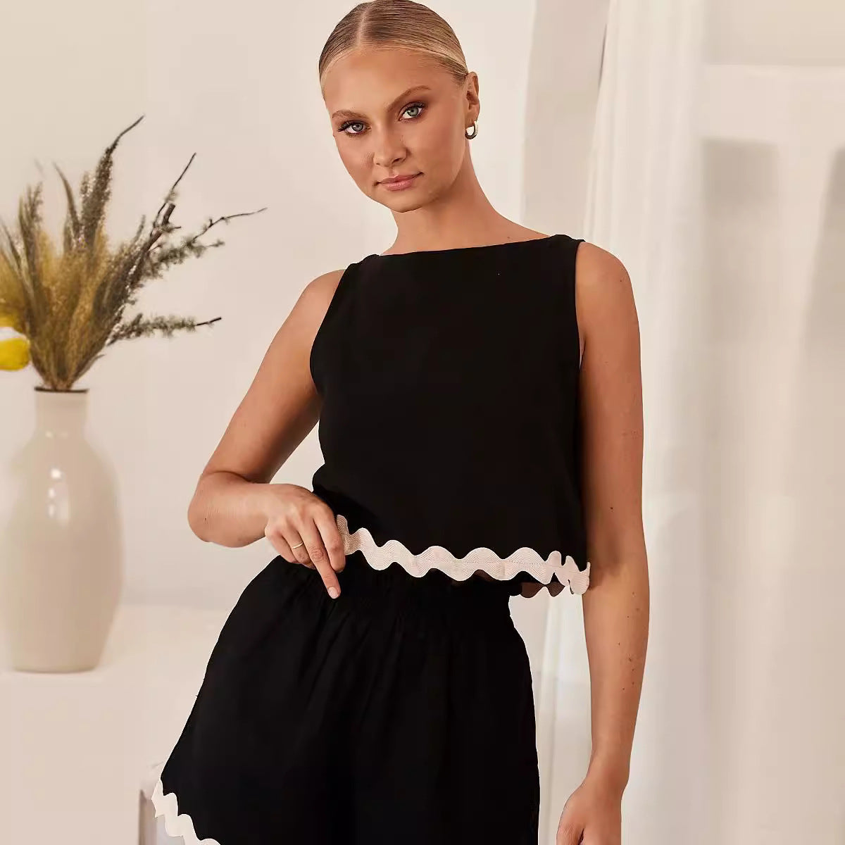 Set donna con short smanicato tinta unita - Leggero e casual
