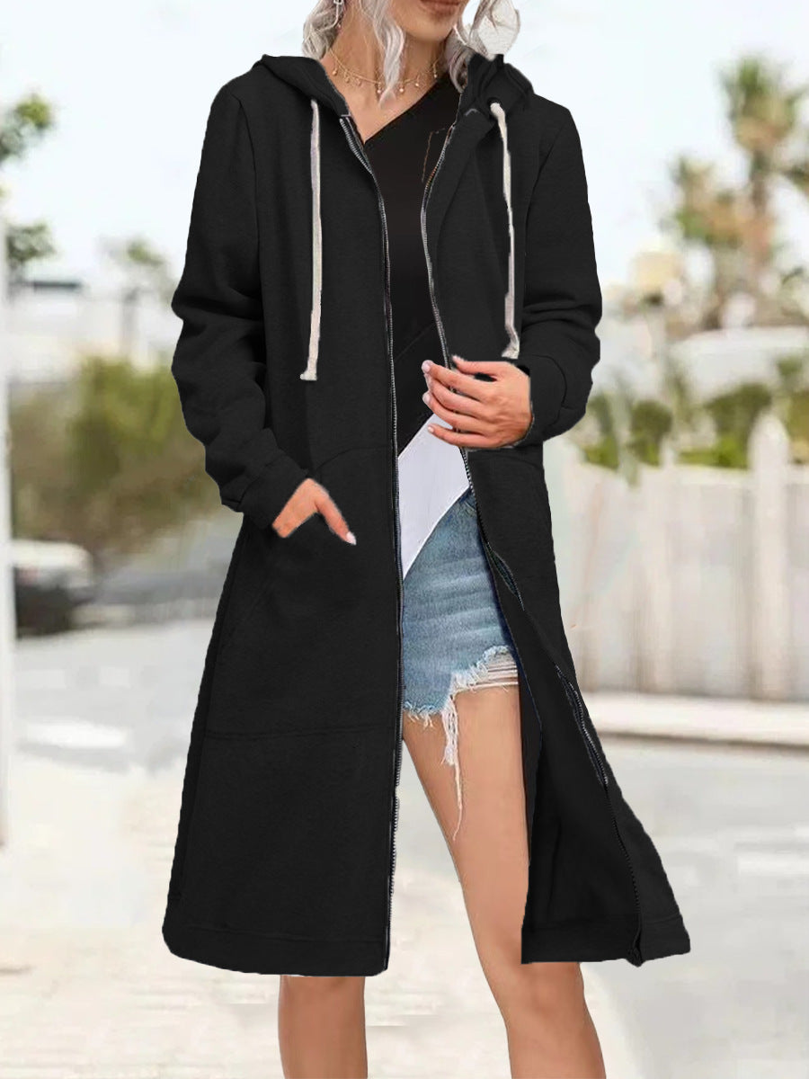 Cardigan oversize multicolor de mujer con cremallera y capucha suave
