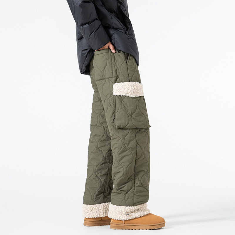 Pantaloni da sci trapuntati da uomo – Pantaloni invernali spessi dal taglio dritto