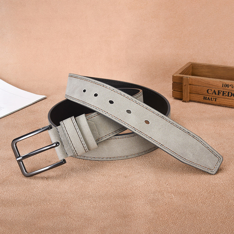 Cintura da uomo in pelle scamosciata con fibbia ad ardiglione – Stile casual e professionale resistente