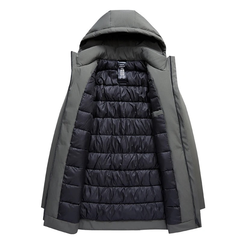 Parka con cappuccio di media lunghezza da uomo – Caldo cappotto invernale