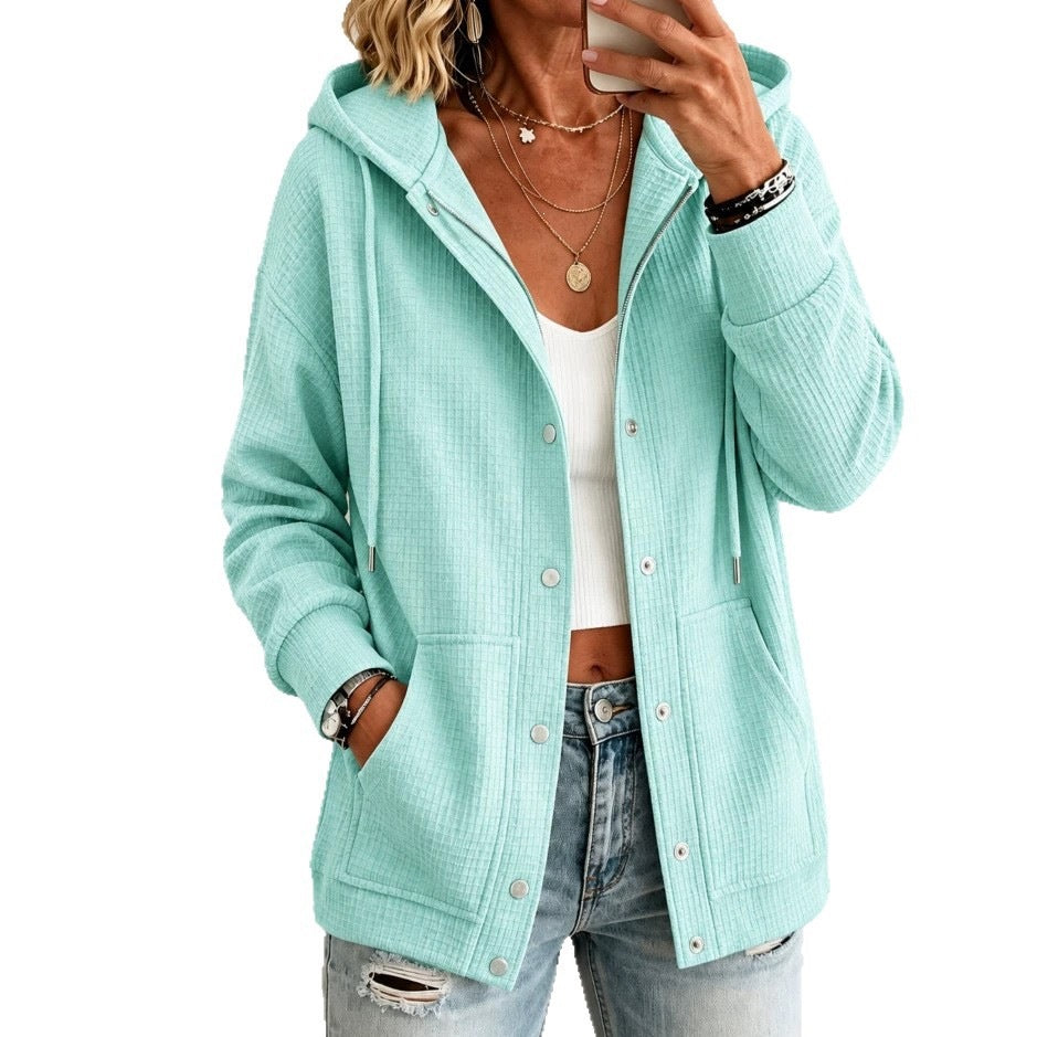 Cardigan donna con cappuccio e coulisse - Casual e confortevole