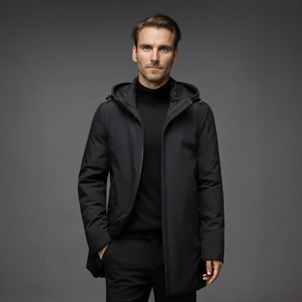 Parka con cappuccio di media lunghezza da uomo – Caldo cappotto invernale